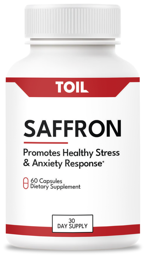 Saffron dietary supplement, promotes healthy stress and anxiety response, sixty capsules, thirty day supply
